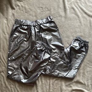 Metallic Silver Jogger Pants